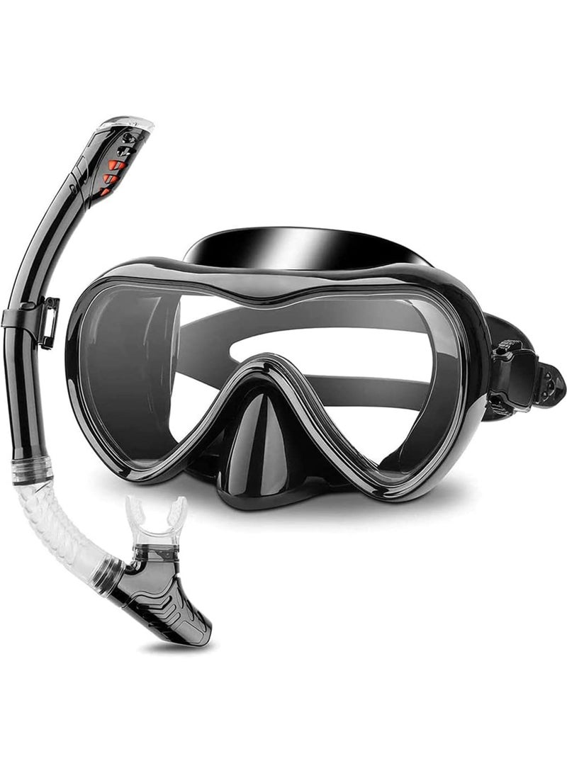 Captaintech Diving Mask Snorkeling Mask with Latest Dry Top Breathing System,Fold 180°Panoramic Diving Snorkeling Goggles Tempered Glass Anti-Fog Anti-Leak Snorkeling Gear for Adults and Youth. - Image 1