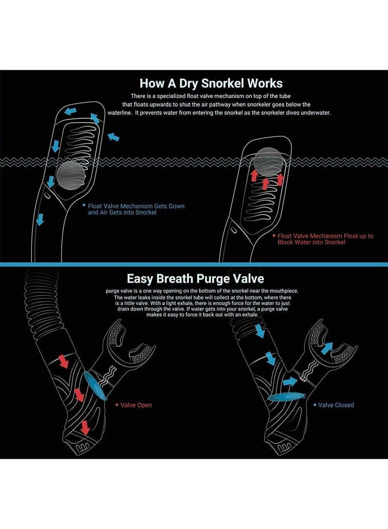 Captaintech Diving Mask Snorkeling Mask with Latest Dry Top Breathing System,Fold 180°Panoramic Diving Snorkeling Goggles Tempered Glass Anti-Fog Anti-Leak Snorkeling Gear for Adults and Youth. - Image 4