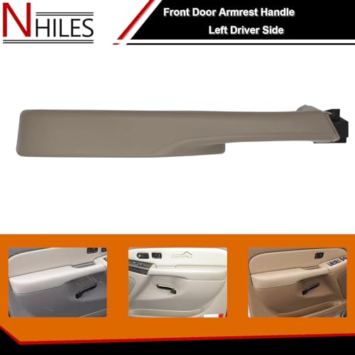 NHILES Front Door Armrest Driver Side Handle Replacement Compatible with 1999-06 Chevy Suburban/Tahoe, GMC Yukon/Avalanche Escalade Replace Part # 12472876 (Beige) - Image 2