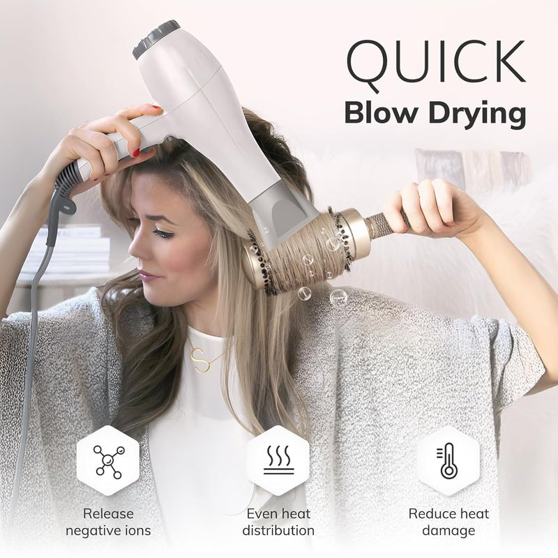 Sndyi Large Round Brush for Blow Out, 2.1 Inch Nano Thermal Ceramic Ionic Round Hair Brush with Boar Bristles, Boost Shine and Volume, Quick Blow Drying and Styling, Best for Long Thick Hair - Image 4