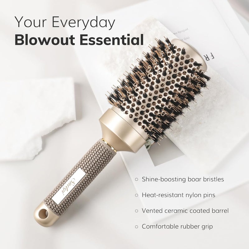 Sndyi Large Round Brush for Blow Out, 2.1 Inch Nano Thermal Ceramic Ionic Round Hair Brush with Boar Bristles, Boost Shine and Volume, Quick Blow Drying and Styling, Best for Long Thick Hair - Image 2