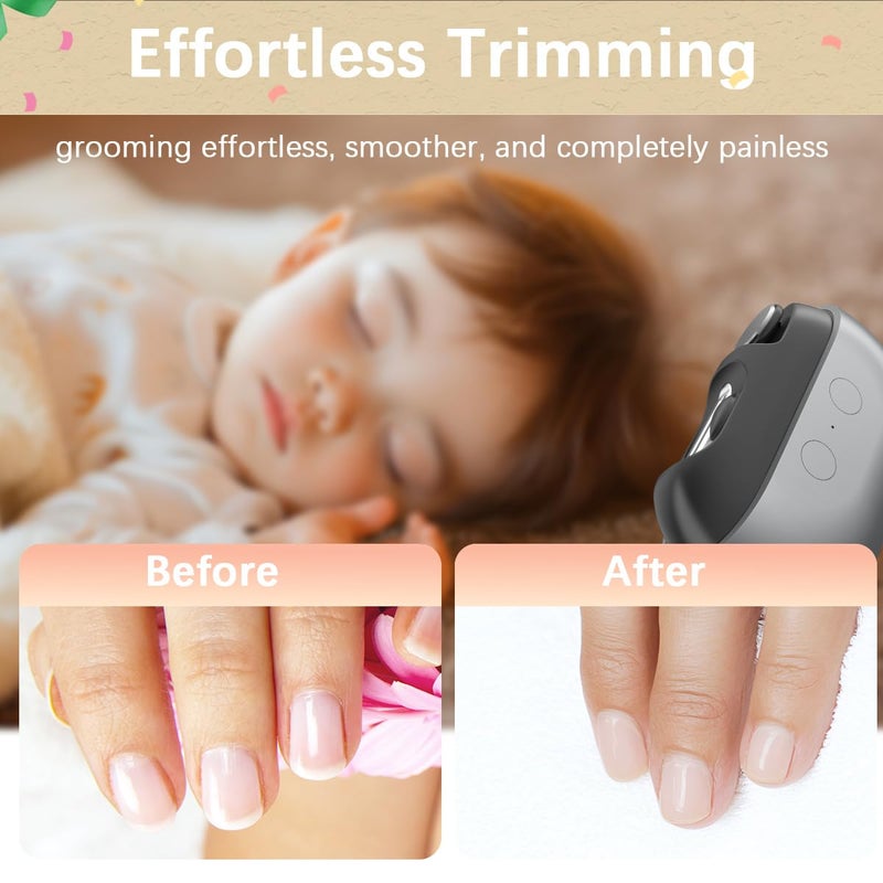 RIMOL Electric Nail Clipper with Polishing RIMOL 3in1 Automatic Nail Trimmer with LED Light  Nail Scraps Storage Painless Grooming for Adults Seniors Women Men and Kids Matte Gray  Black - Image 2