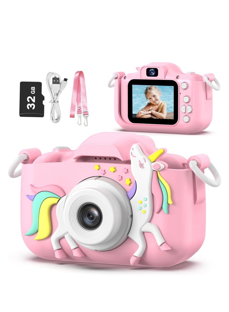 Raxoom Kids Camera Toys for 3-8 Year Old Girls Boys,Children Digital Video Camcorder Camera with Cartoon Soft Cover, Best Chritmas Birthday Festival Gift for Kids - 32G SD Card Included - Image 1