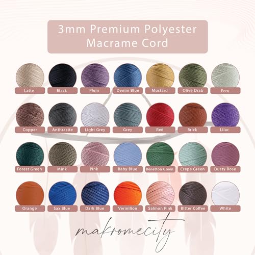 Makromecity, Premium Polyester Macrame Cord 3mm x 131 Yards (394 feet) 3mm Polypropylene Red Macrame Cord Crochet Macrame Bag Cord Crafts for Wall Hangings, Bags, Underplate, Rug - Image 4