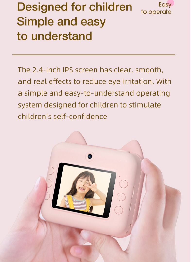 GULFLINK Kids Toy Print Camera for Child Boys Girls Pink - Image 4