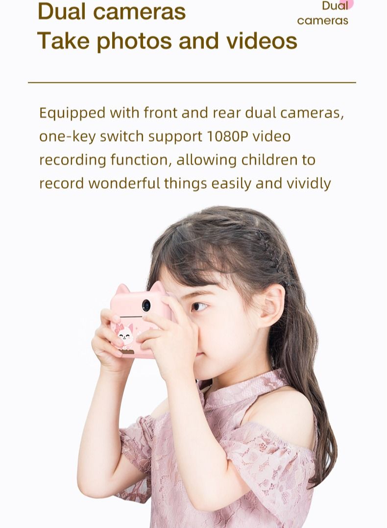 GULFLINK Kids Toy Print Camera for Child Boys Girls Pink - Image 5