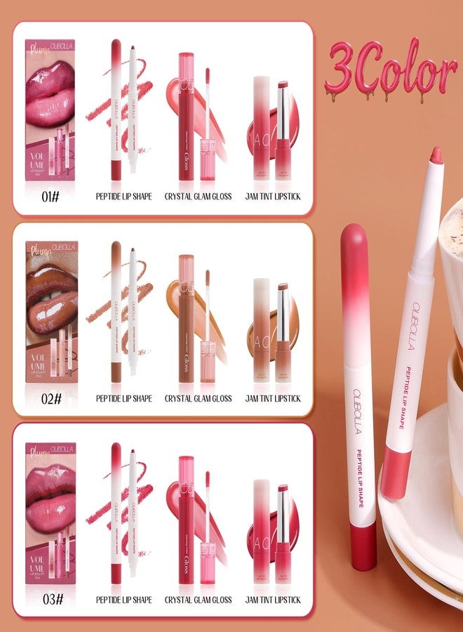 BANGFENG 3PCS Glossy Lip Combo Set - Shade with Plumping Gloss, Hydrating Melting Balm & Smooth Lip Liner for Fuller, Defined, High-Shine Juicy Lips, K-Beauty Viral Makeup Look (03# Cherry Plum) - Image 3