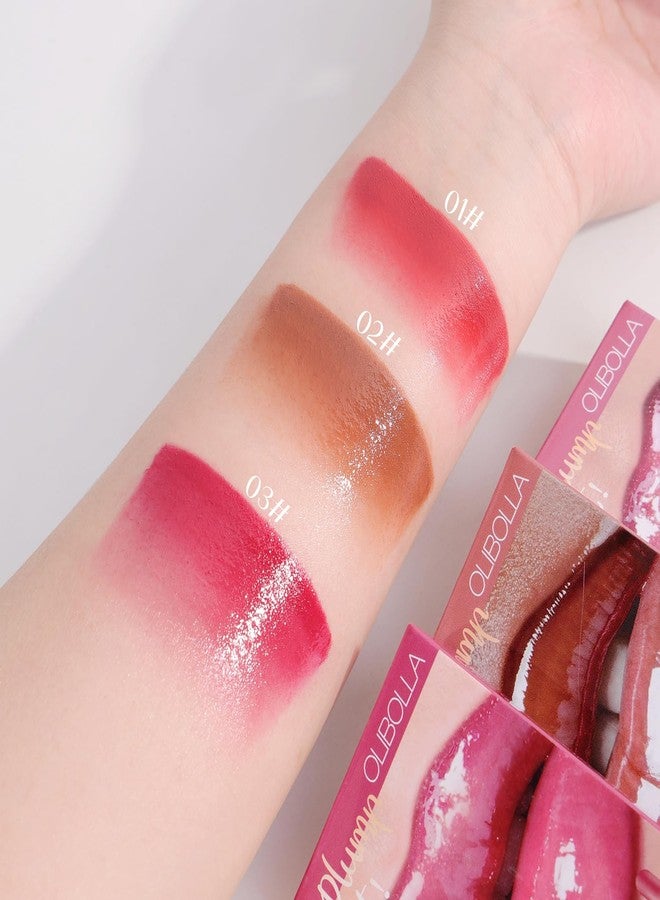 BANGFENG 3PCS Glossy Lip Combo Set - Shade with Plumping Gloss, Hydrating Melting Balm & Smooth Lip Liner for Fuller, Defined, High-Shine Juicy Lips, K-Beauty Viral Makeup Look (03# Cherry Plum) - Image 2