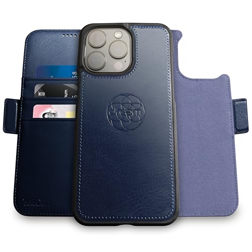 Dreem Wallet Case for iPhone 14 Pro Max 2 Way Phone Stand Magnetic Detachable Vegan Leather Flip Cover RFID Blocking Card Holder MagSafeFit Gift Box Fibonacci Royal - Image 1