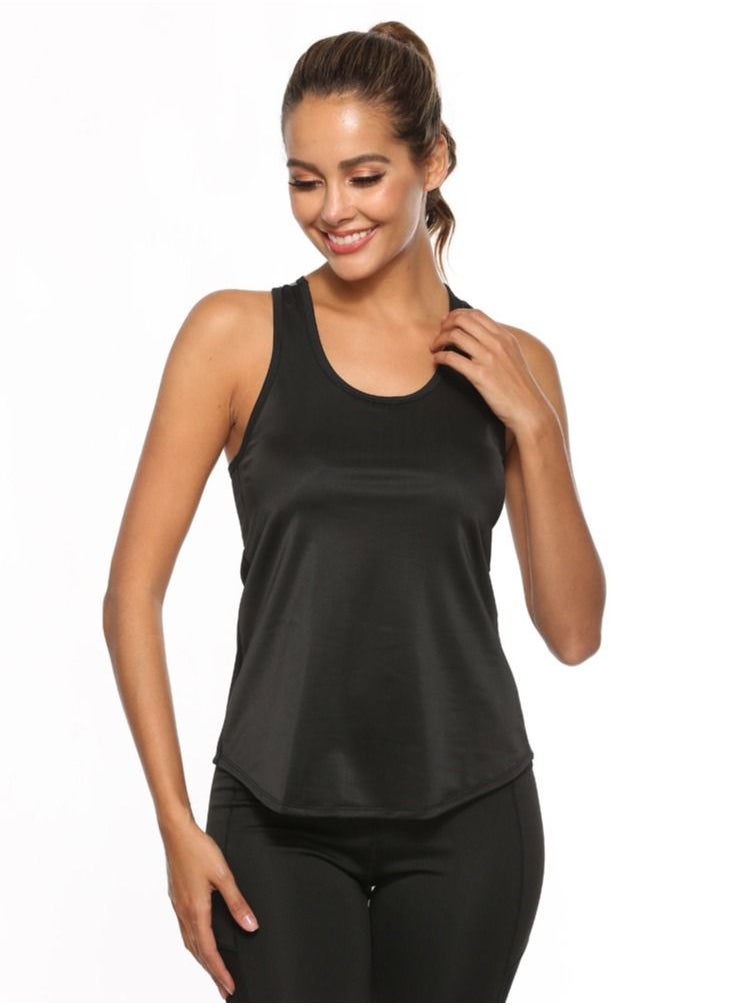 Loquat - Women's Fitness Exercise Sleeveless Quick Drying Vest Black - Image 1