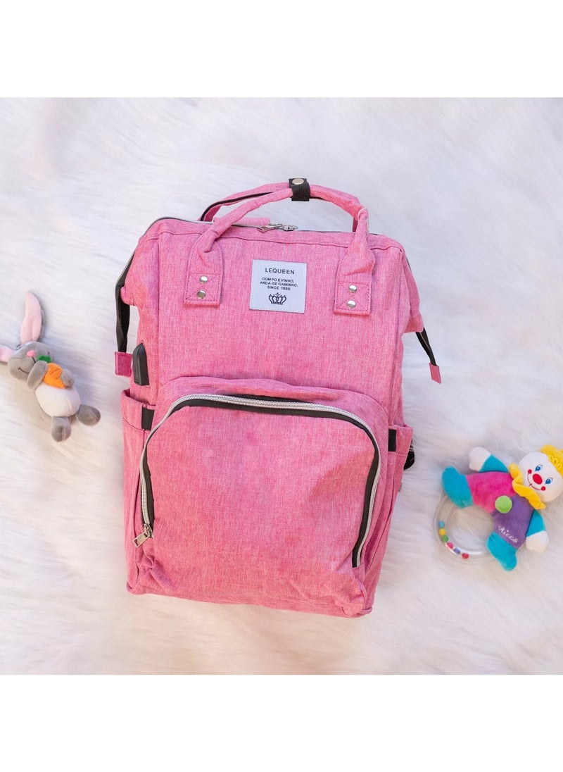 Smart Lequeen Soft Waterproof Original mommy bag with USB – Pink - pzsku/ZBE205B973C62317B1ED1Z/45/_/1728822106/eb64eb3c-4646-45e2-93f2-16383d55d62f