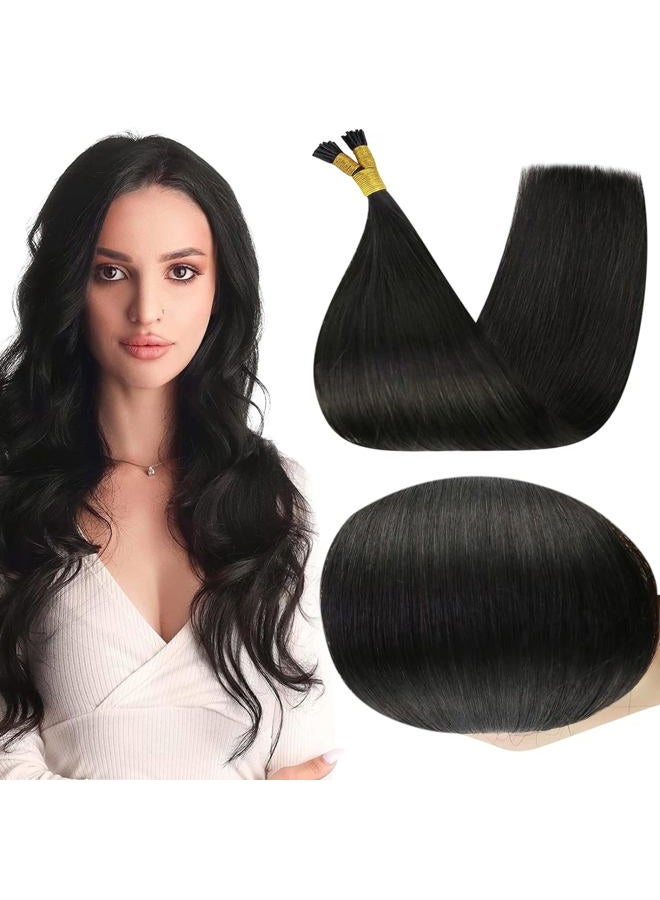 Full Shine I Tip Hair Extensions Human Hair 22 Inch Straight I Tip Human Hair Extensions Off Black Pre Bonded Hair Extensions Stick Tips Hair Extensions 40 Grams 50 Strands Cold Fusion Hair Extensions - Image 1