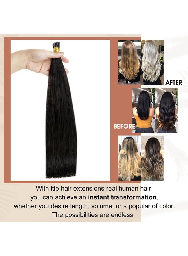 Full Shine I Tip Hair Extensions Human Hair 22 Inch Straight I Tip Human Hair Extensions Off Black Pre Bonded Hair Extensions Stick Tips Hair Extensions 40 Grams 50 Strands Cold Fusion Hair Extensions - Image 3