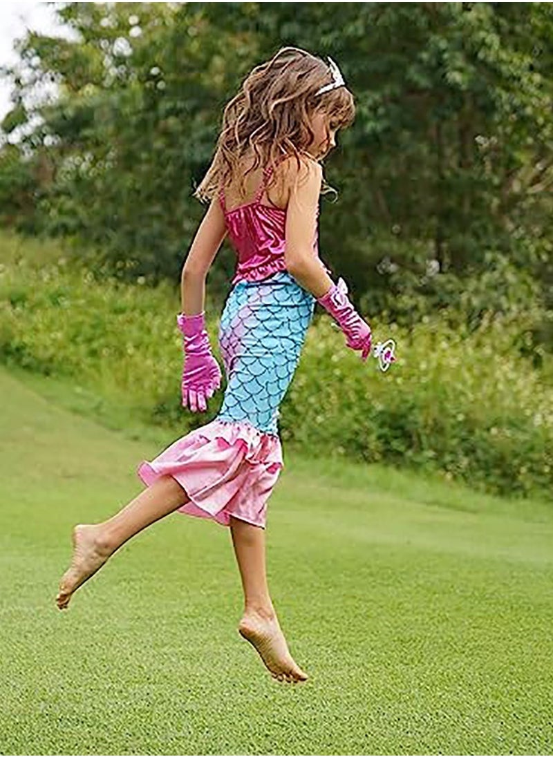Generic Little Girls Mermaid Princess Costume Party Dress For Kids, Mermaid Costume Princess Dress Up With Accessories Including Pendant, Earrings, Hair Clips, Handbag (D)  - Image 5
