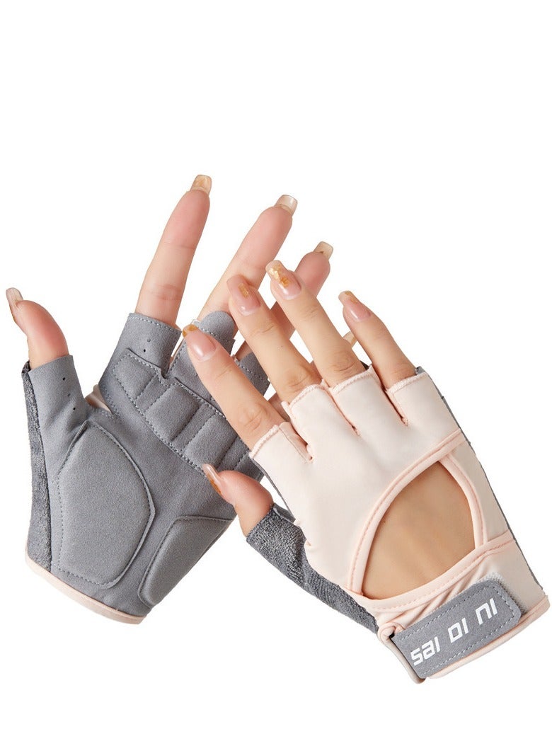 XUN Gym Hand Gloves with Anti-skid and Wear-resistant, Comfortable Exercise Gloves and Breathable Gym Gloves Weight Lifting Gloves, Pink L - Image 1