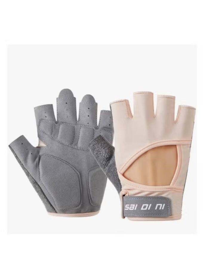 XUN Gym Hand Gloves with Anti-skid and Wear-resistant, Comfortable Exercise Gloves and Breathable Gym Gloves Weight Lifting Gloves, Pink L - Image 3