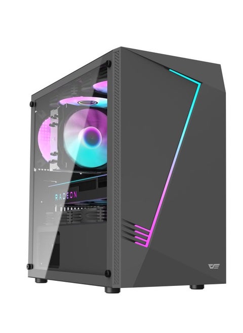 Darkflash AL390 MATX Gaming PC Case, ITX Motherboard Compatibility, Equipped With USB 3.0, 4 Expansion slots, Tempered Glass Panels Computer Cabinet (No Fans Included)