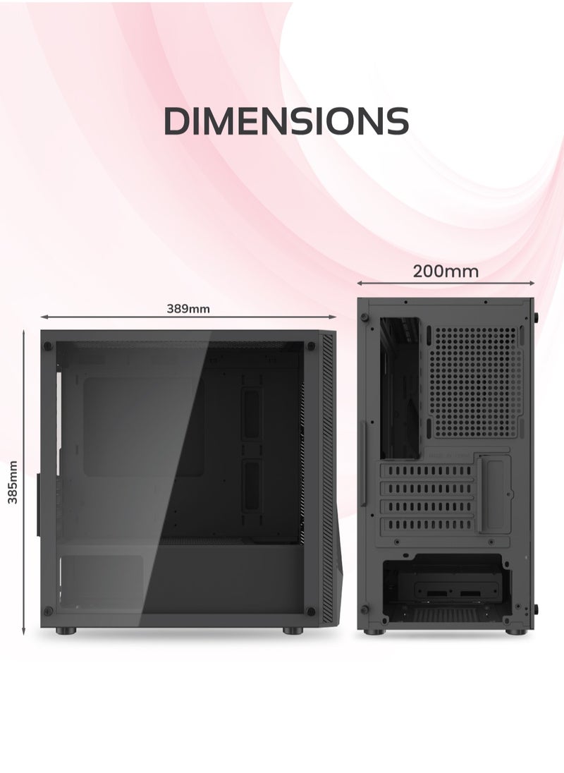 Darkflash AL390 MATX Gaming PC Case, ITX Motherboard Compatibility, Equipped With USB 3.0, 4 Expansion slots, Tempered Glass Panels Computer Cabinet (No Fans Included)
