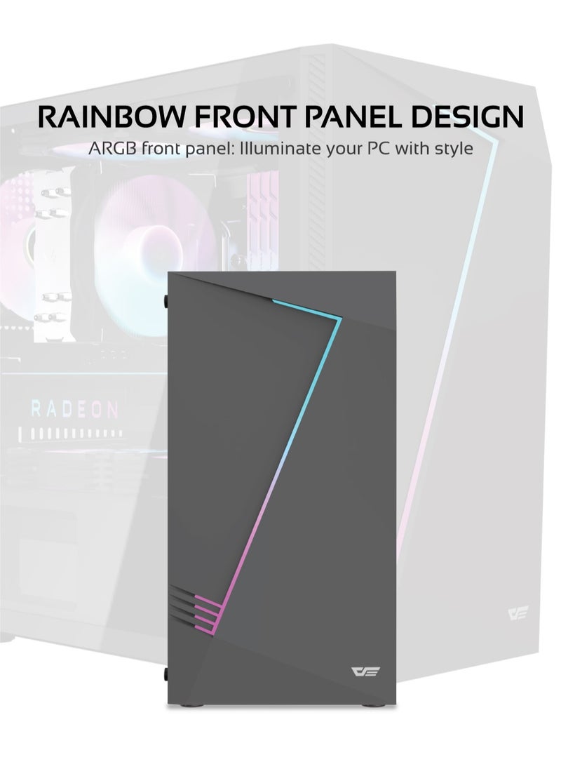 Darkflash AL390 MATX Gaming PC Case, ITX Motherboard Compatibility, Equipped With USB 3.0, 4 Expansion slots, Tempered Glass Panels Computer Cabinet (No Fans Included)