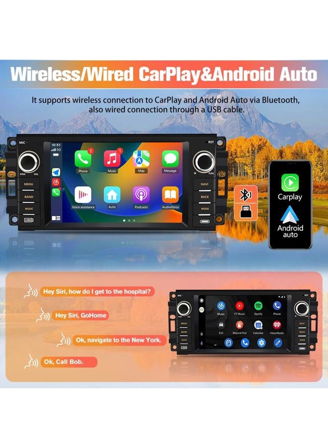 Pyniro Car Radio Stereo Upgrade for Jeep Wrangler 2007-2018/Dodge Ram 1500,etc., Android Head Unit with 7-Inch Touch Screen/Backup Camera/Wireless CarPlay & Android Auto/Mirroring/Wi-Fi/FM/SWC - Image 4