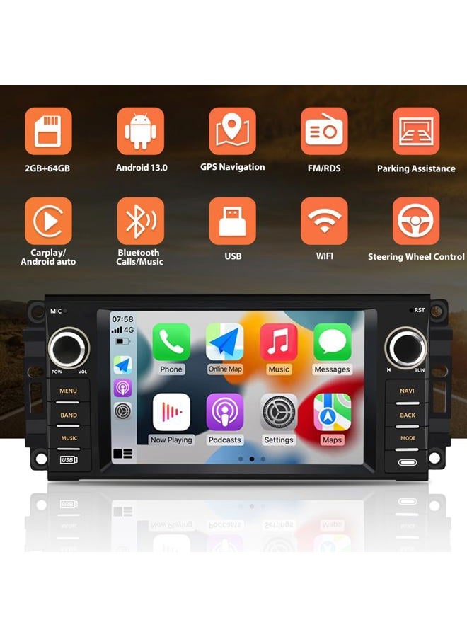 Pyniro Car Radio Stereo Upgrade for Jeep Wrangler 2007-2018/Dodge Ram 1500,etc., Android Head Unit with 7-Inch Touch Screen/Backup Camera/Wireless CarPlay & Android Auto/Mirroring/Wi-Fi/FM/SWC - Image 3