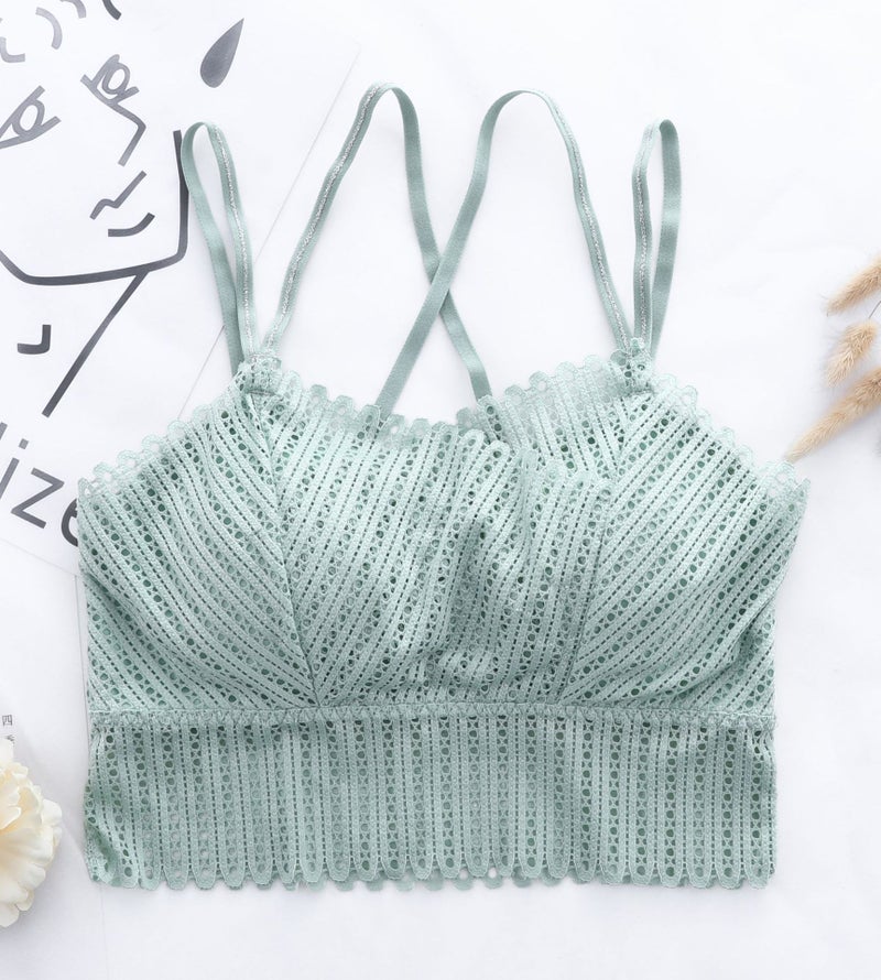Lace Strap Wrapped Chest Camisole with Pads Light green Light green