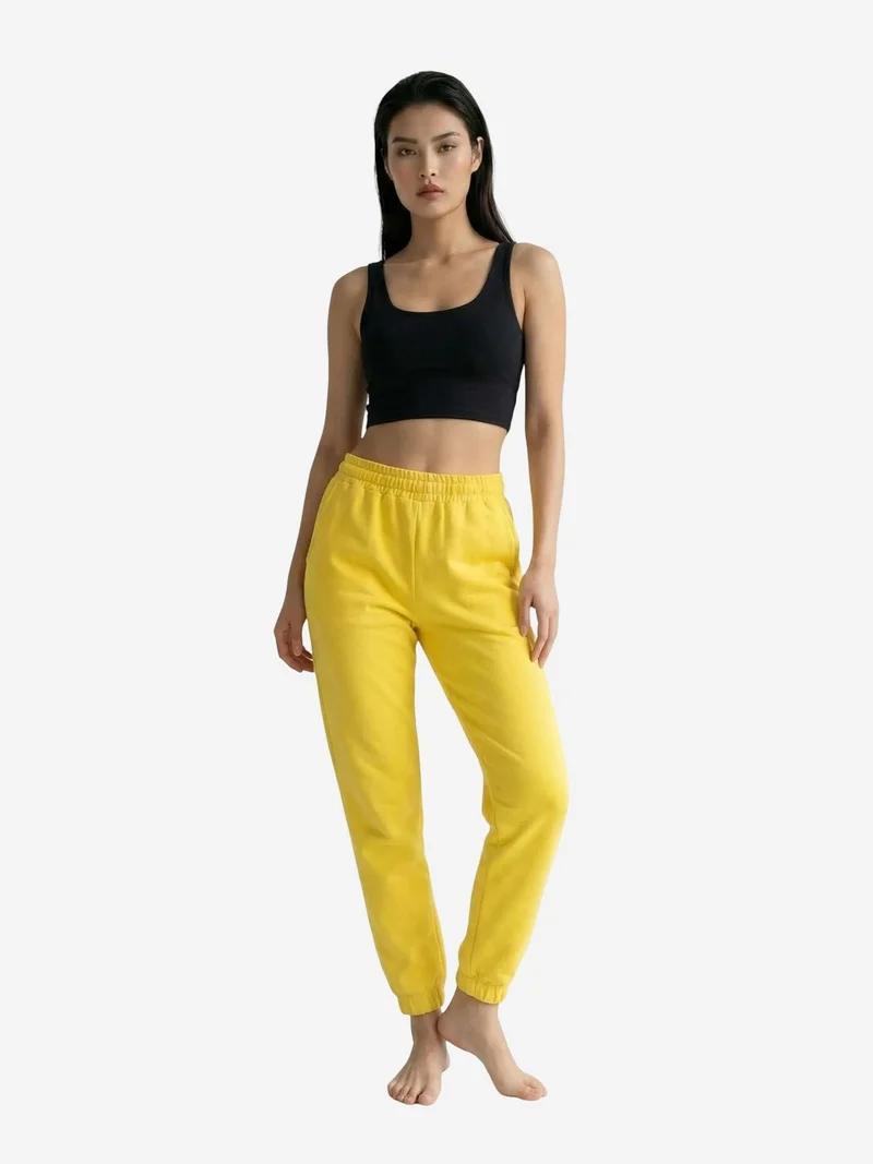 My Fashion Lemon Yellow MY FASHION Elastic Waist Jogger Sweatpants for Women | Best Price UAE