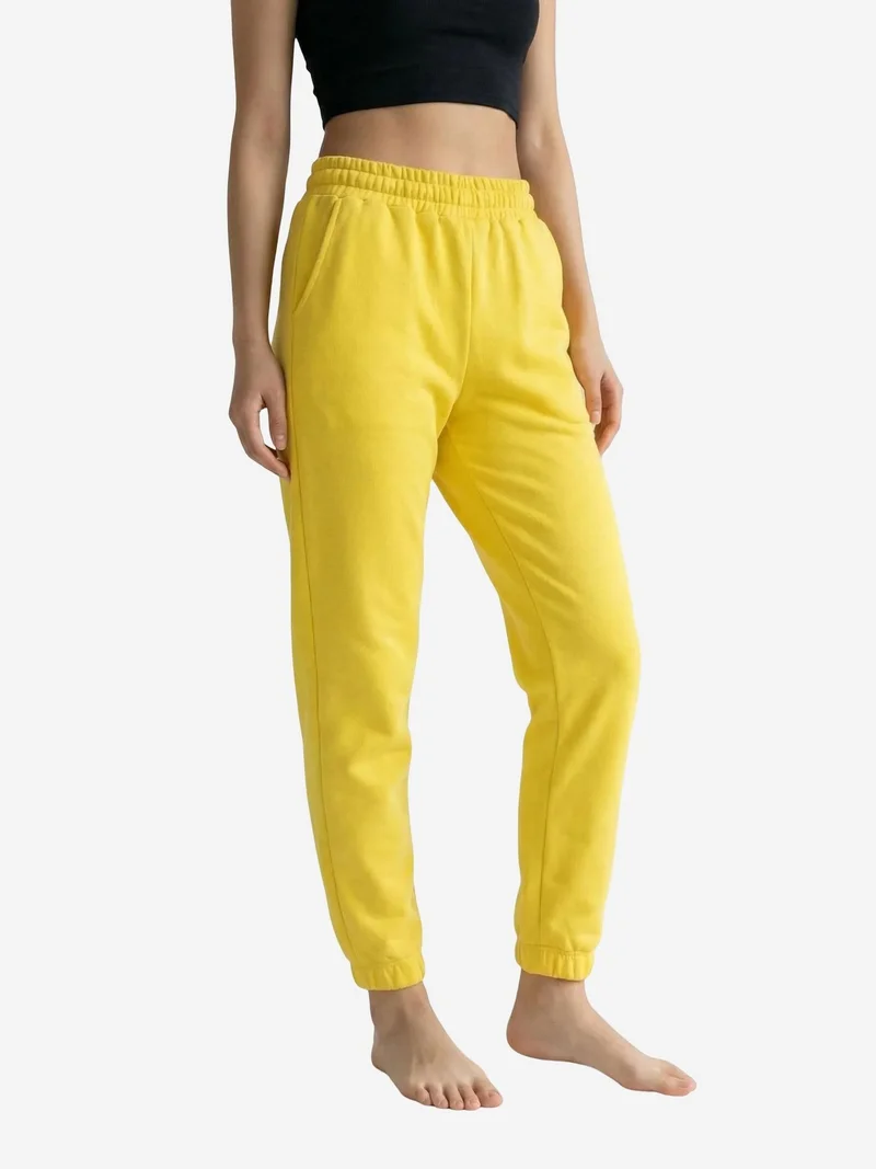 My Fashion Lemon Yellow MY FASHION Elastic Waist Jogger Sweatpants for Women | Best Price UAE