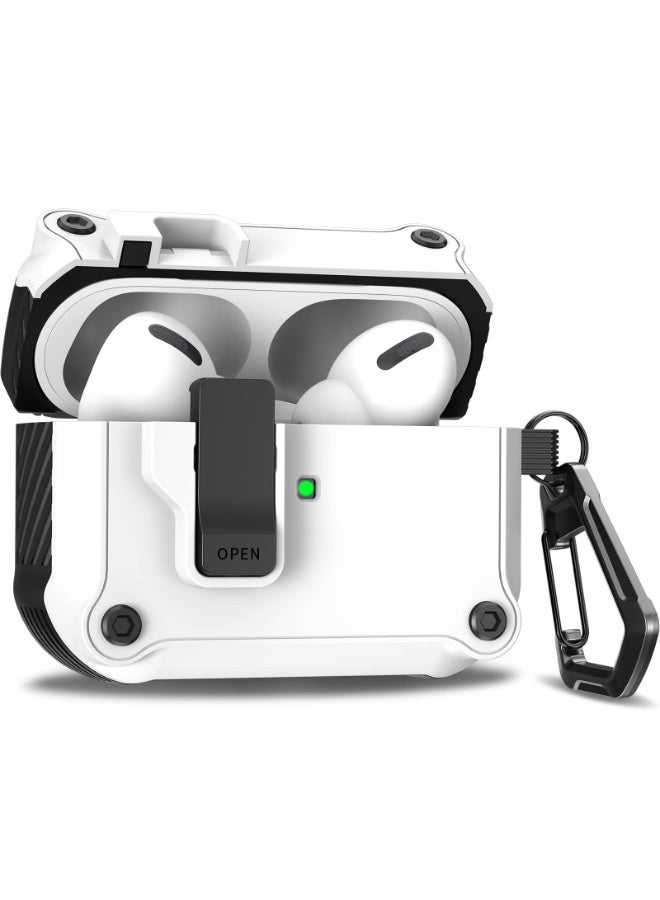 ANYOGRO Compatible with Airpods Pro 2 Case Cover for Women Men 2023 2022, Unique Security Lock with Keychain Case for AirPods Pro 2nd/1st Generation 2023/2022/2019 Front LED Visible White - Image 1