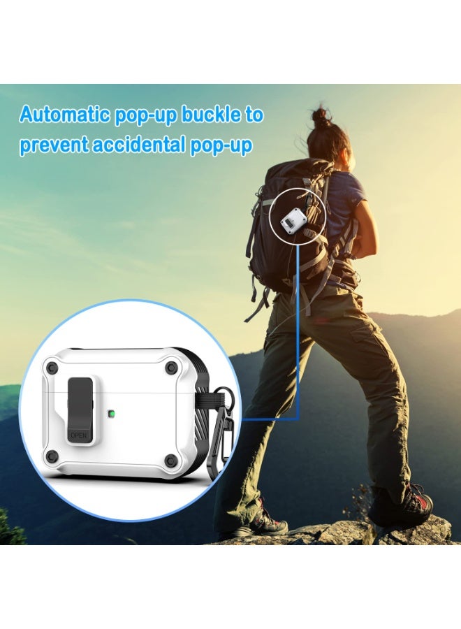 ANYOGRO Compatible with Airpods Pro 2 Case Cover for Women Men 2023 2022, Unique Security Lock with Keychain Case for AirPods Pro 2nd/1st Generation 2023/2022/2019 Front LED Visible White - Image 4