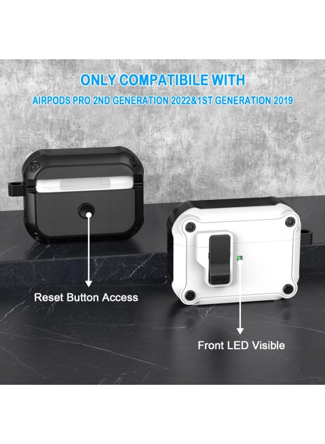ANYOGRO Compatible with Airpods Pro 2 Case Cover for Women Men 2023 2022, Unique Security Lock with Keychain Case for AirPods Pro 2nd/1st Generation 2023/2022/2019 Front LED Visible White - Image 3