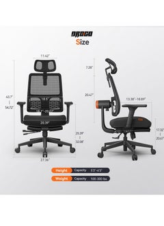 Ergonomic Office Chair for Work from Home, High Back Computer Chair with Adaptive Lumbar Support, 4D Armrest, Footrest, Recline, Adjustable Height & Headrest, Mesh Chair for Office (Pro Black) - pzsku/ZBE20A83D0C7CDA3A9CDBZ/45/_/1737547635/2e947ced-c92b-4fb2-be9c-6619605c58fa