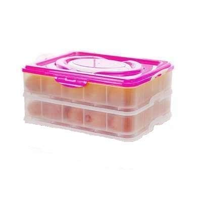 SEASPIRIT Plastic Refrigerator Storage Box Double Layer 48 Egg Storage Box Vegetable Storage Basket Grid Egg Holder with Tray Plastic Carrier Cases Airtight Basket Multi Color Double Layer 48 Egg GRID - Image 1