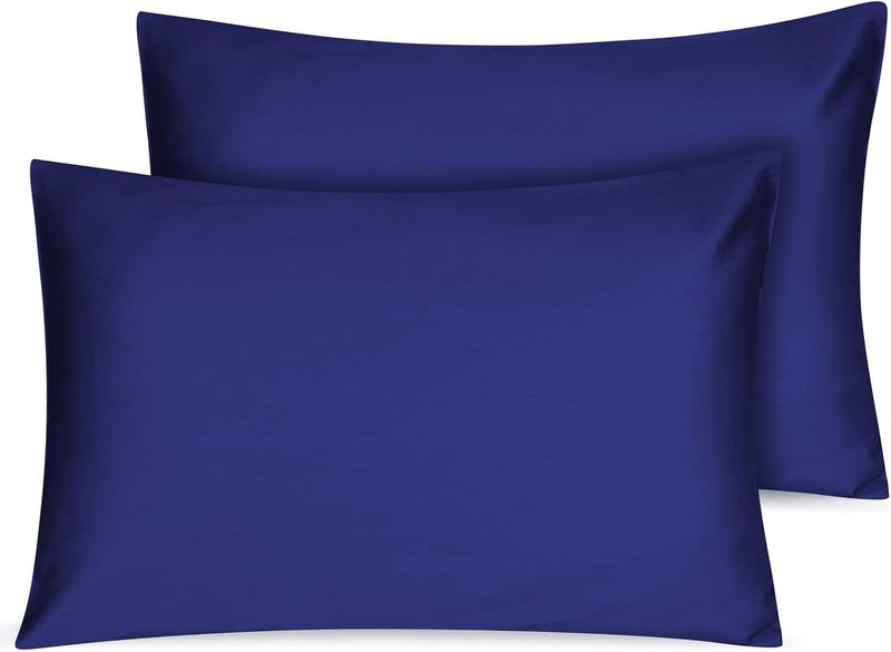 LULUSILK Organic Cotton Toddler Pillowcase 2 Pack, 14 x 20 Travel Pillow Case Cover for Babies, Kids, Boys and Girls, Soft and Breathable Small Pillow Cases with Envelope Closure, Navy Blue - Image 1