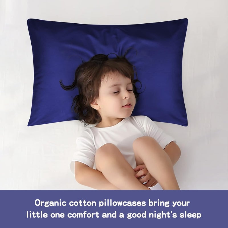 LULUSILK Organic Cotton Toddler Pillowcase 2 Pack, 14 x 20 Travel Pillow Case Cover for Babies, Kids, Boys and Girls, Soft and Breathable Small Pillow Cases with Envelope Closure, Navy Blue - Image 5