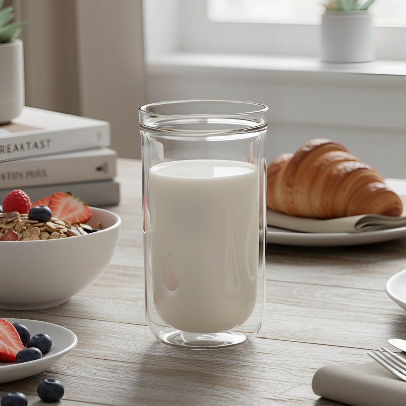 Aquach Double Wall Glass Cup 16oz 2pcs, Clear Insulated Coffee Drinking Glasses, Single Mouth/Double Body - Image 3