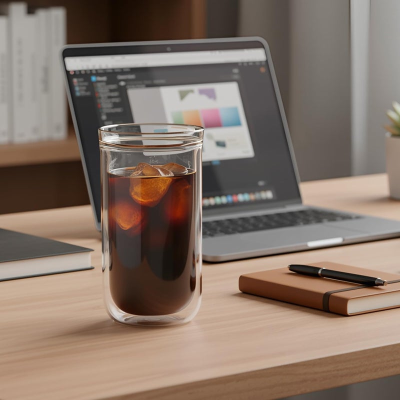 Aquach Double Wall Glass Cup 16oz 2pcs, Clear Insulated Coffee Drinking Glasses, Single Mouth/Double Body - Image 2