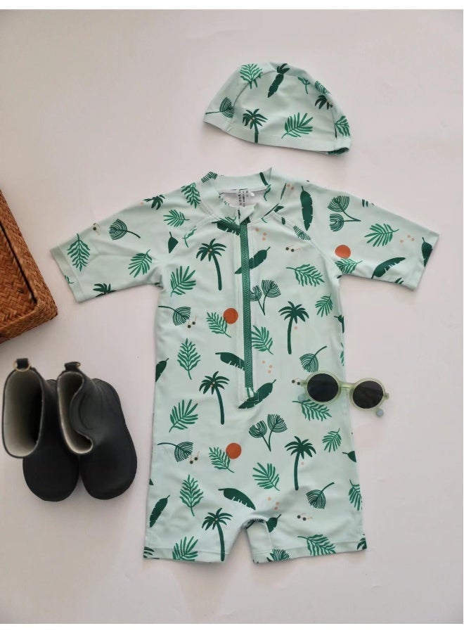 Generic Children's One Piece Swimsuit Baby Swimsuit One Piece Surfing Suit Baby Swimming Pool Kids Swimsuit With Swim Cap - Image 1