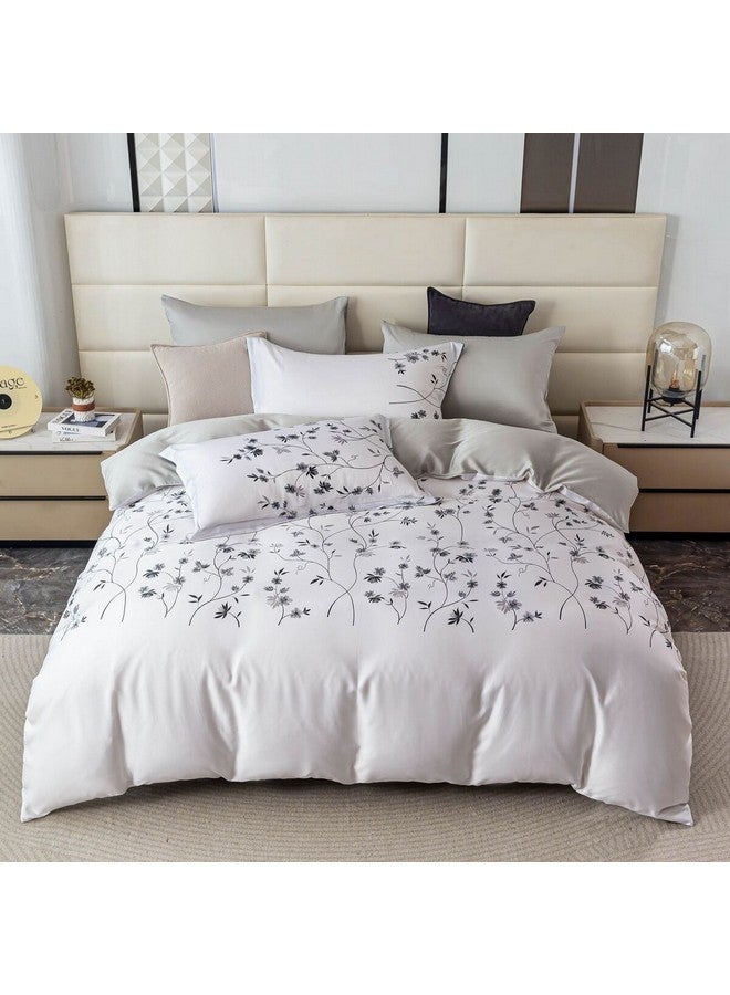REVE 4-Piece Leaf Printed Twin Microfiber Comforter Set Black and White 35 x 160 x 220 cm FP066-T