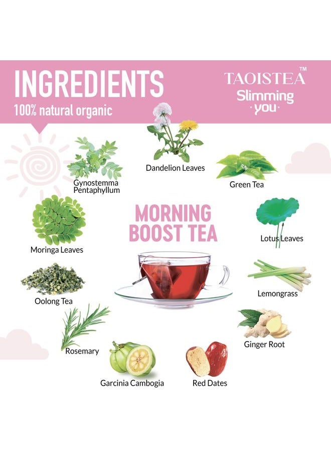 TAOISTEA شاي ديتوكس لمدة 14 يومًا لفقدان الوزن، تنظيف الجسم، تعزيز الأيض - شاي تعزيز الصباح وتنظيف الليل - Image 2