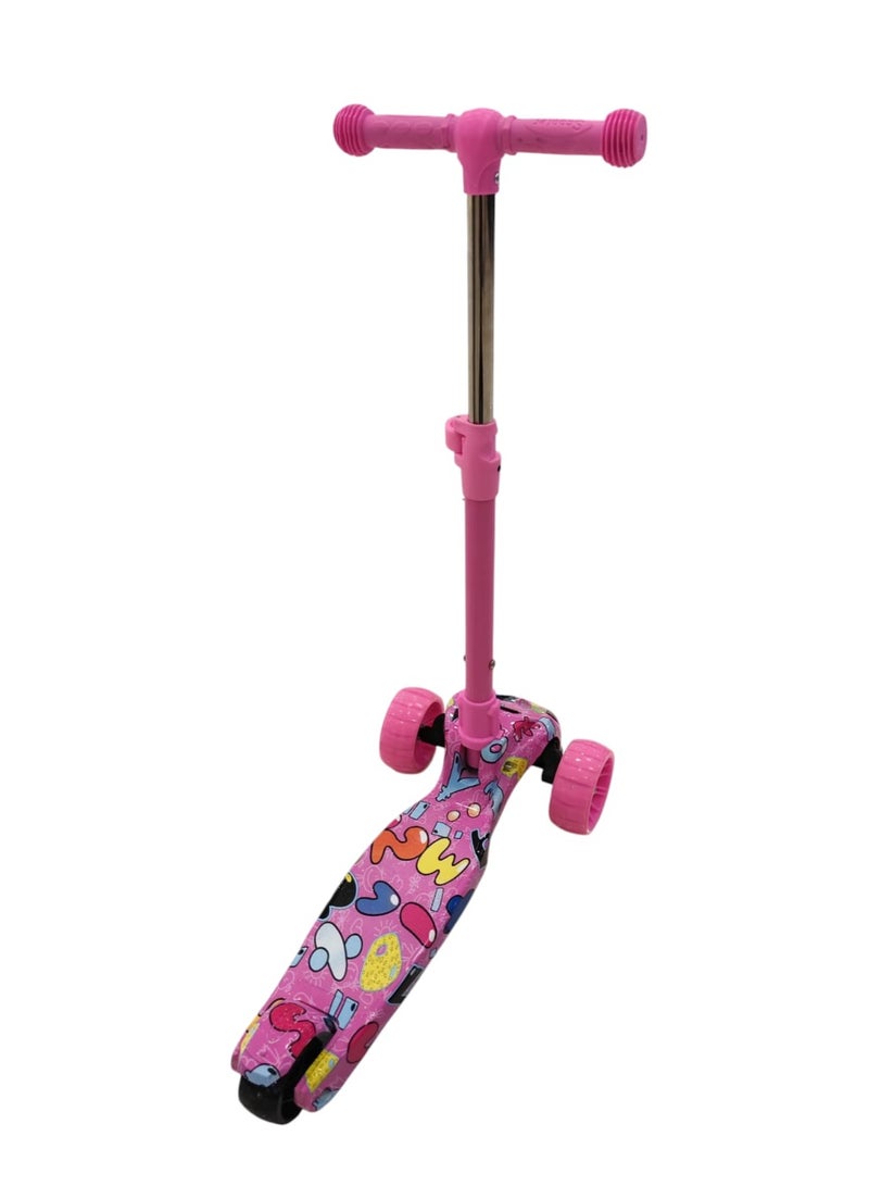 REZZOSS NEW REZZOSS Smart Kick Scooter for Kids of 3 to 14 Years Age | LED Magic Wheels with Fold-able & Height Adjustable Handle for Baby Boys and Girls with Foot Brakes (Pink) - Image 2