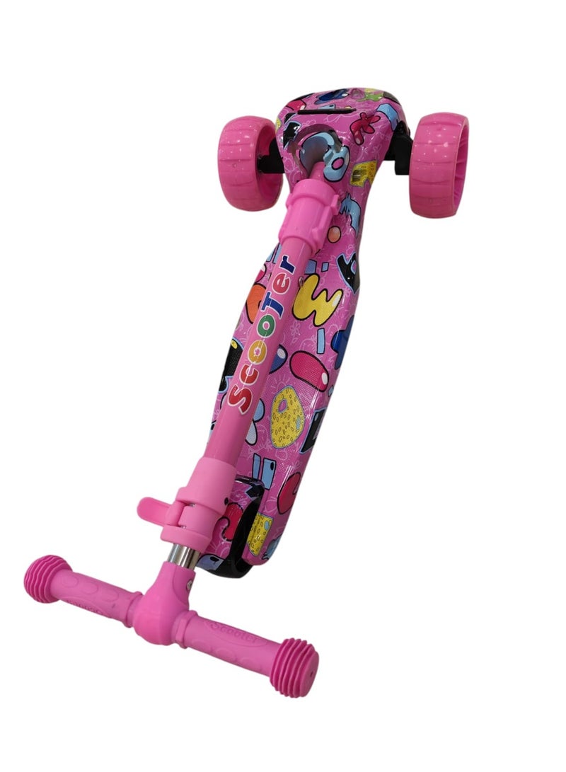 REZZOSS NEW REZZOSS Smart Kick Scooter for Kids of 3 to 14 Years Age | LED Magic Wheels with Fold-able & Height Adjustable Handle for Baby Boys and Girls with Foot Brakes (Pink) - Image 4