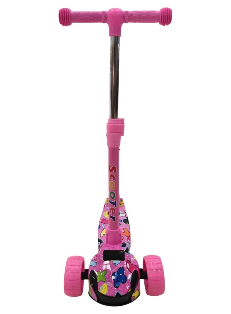 REZZOSS NEW REZZOSS Smart Kick Scooter for Kids of 3 to 14 Years Age | LED Magic Wheels with Fold-able & Height Adjustable Handle for Baby Boys and Girls with Foot Brakes (Pink) - Image 1