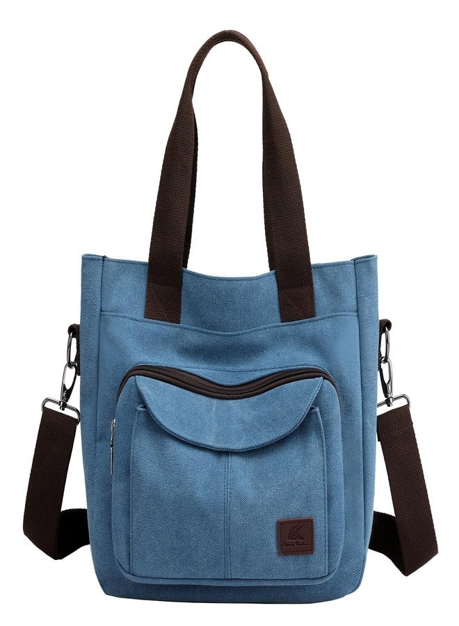 ZHIERNA Canvas Tote Purse for Women, Vintage Crossbody Shoulder Bags Small Handbag, Multi-pocket Top Handle Work Bag - Image 1