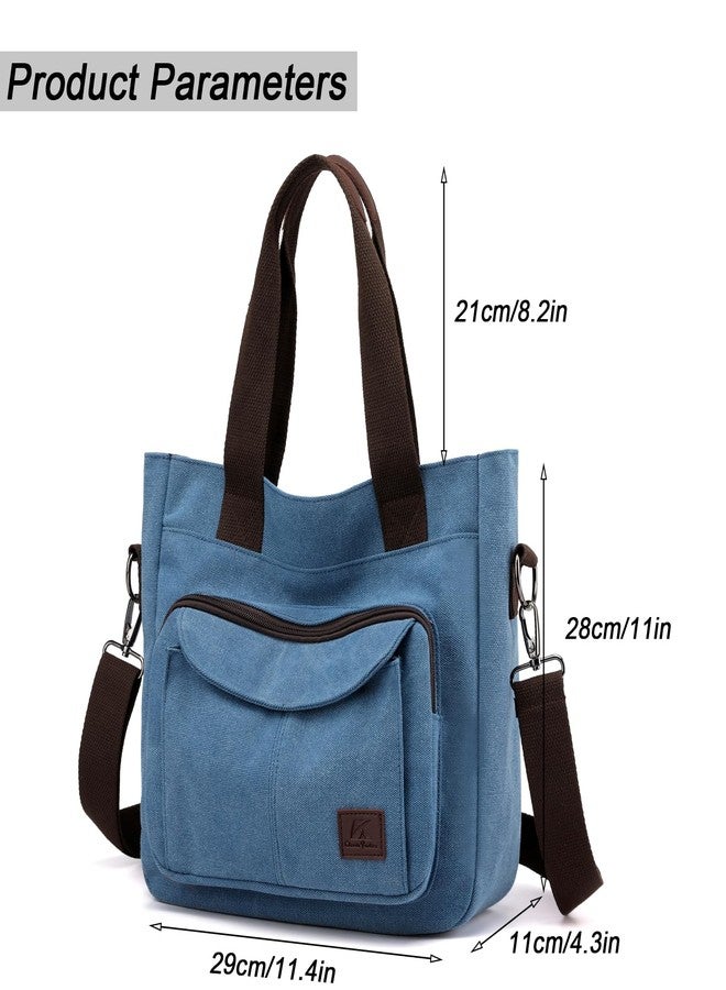 ZHIERNA Canvas Tote Purse for Women, Vintage Crossbody Shoulder Bags Small Handbag, Multi-pocket Top Handle Work Bag - Image 4