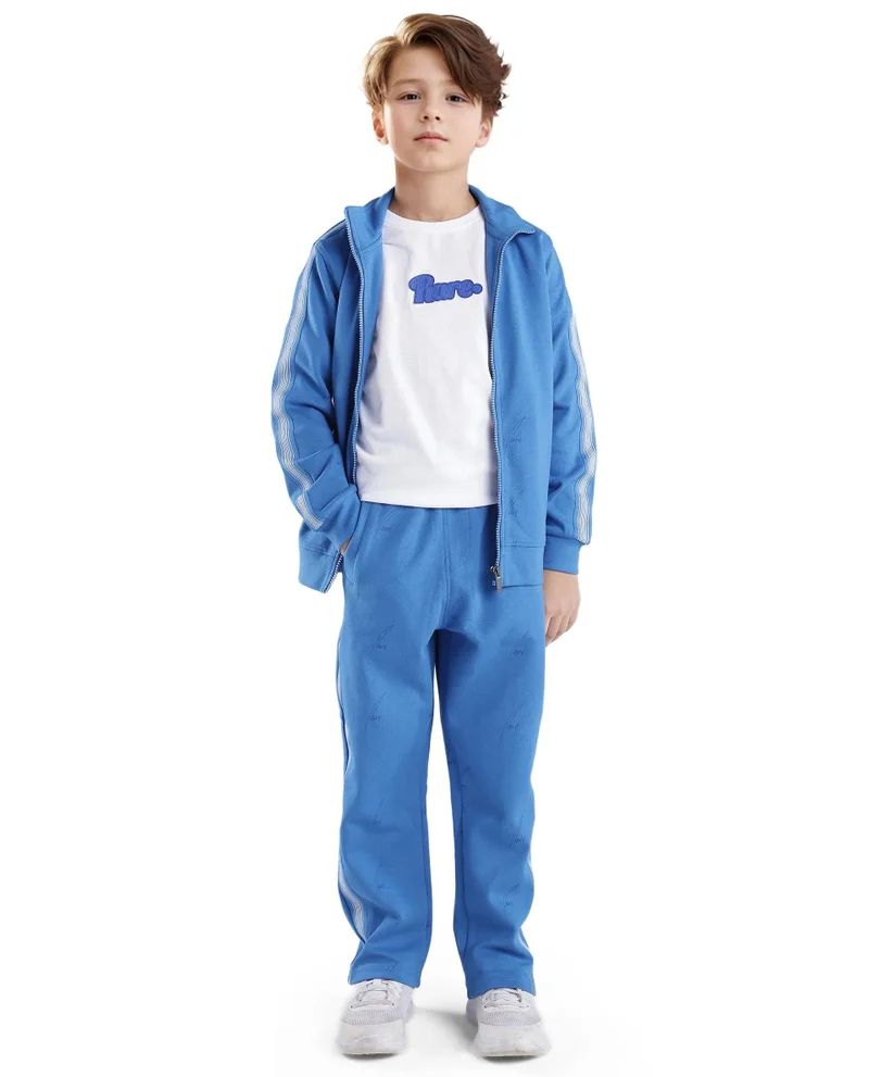 رير ونز Rare Ones Kids Jeck Blue Cotton Poly Jelly Print Trackpant