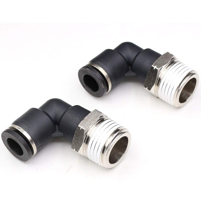 CEKER 3/8 in to 1/2 Npt Elbow Push Connect Fittings - 90 Degree Airline Fittings 2Packs