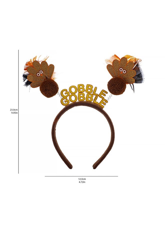 Lux Accessories LUX ACCESSORIES Thanksgiving Gobble Gobble Turkey Pom Pom Bopper Fashion Headband  - Image 2
