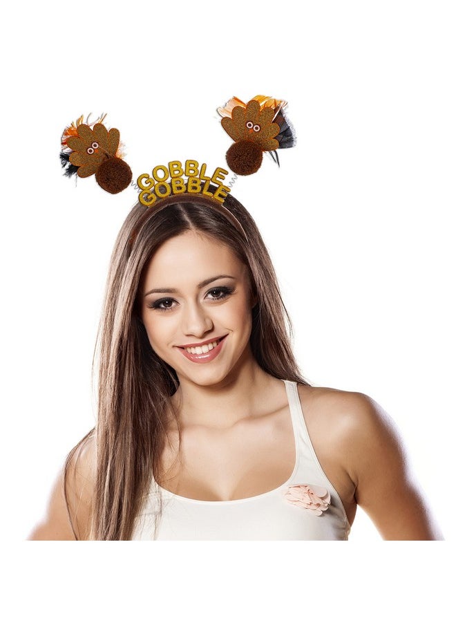 Lux Accessories LUX ACCESSORIES Thanksgiving Gobble Gobble Turkey Pom Pom Bopper Fashion Headband  - Image 3