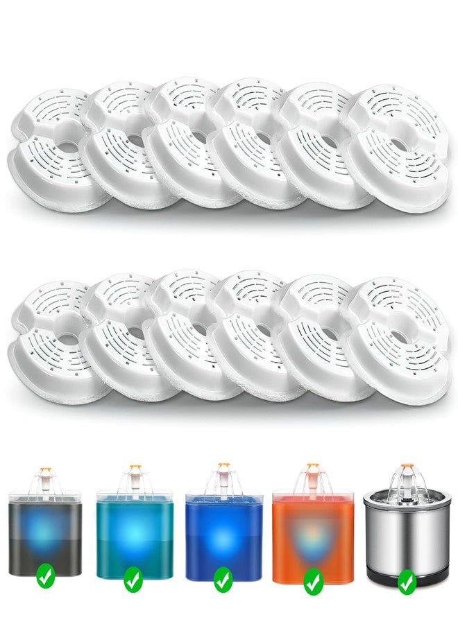 VinDox Filter 12 Pieces for 2.5L Cat Blossom Drinking Fountain, Suitable for Cats/Dogs, Stainless Steel Fountains, Triple Filtering Filter - Image 1